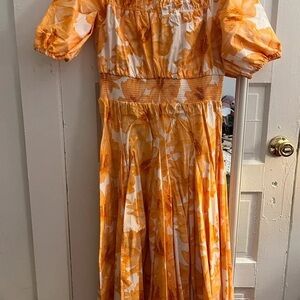 LuLaRoe Bright Orange Floral Maxi Dress